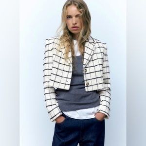 Zara Tweed Crop Blazer M